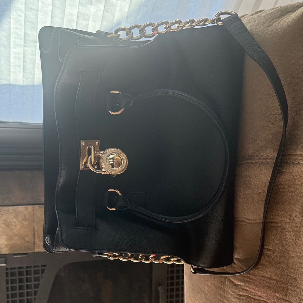 Michael Kors Black Shoulder Bag with Gold Chain